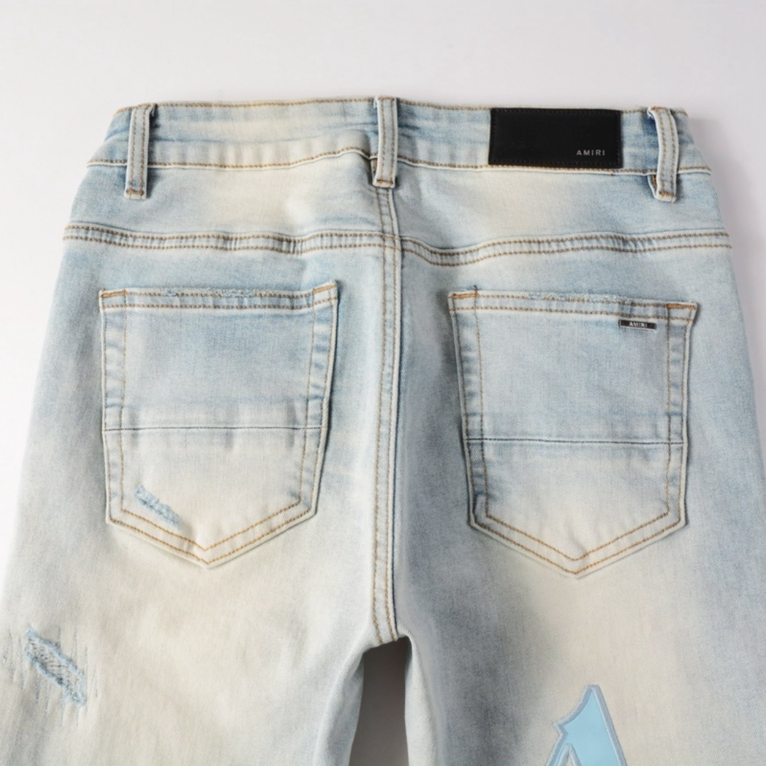 Amr Staggered Light Blue Jeans