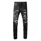 Amr Staggered Logo Black Jeans