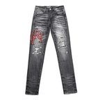 Amr Staggered Grey Logo Jeans