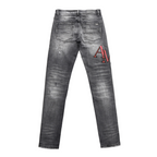 Amr Staggered Grey Logo Jeans