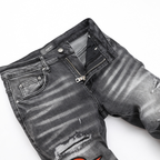 Amr Staggered Grey Logo Jeans