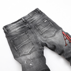 Amr Staggered Grey Logo Jeans