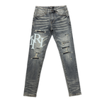Amr Staggered Grey Blue Jeans