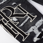 Amr Staggered Logo Black Jeans