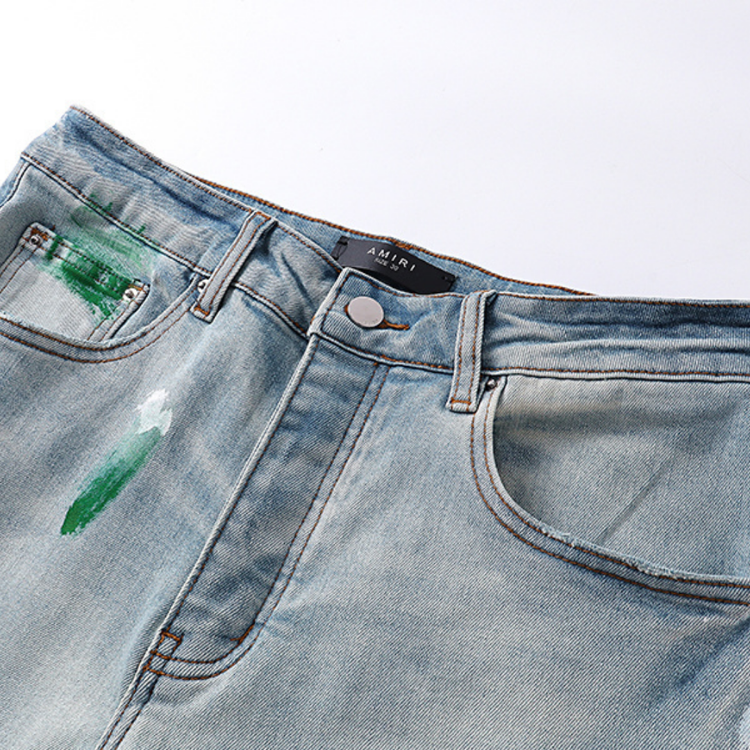 Amr Staggered Blue Jeans