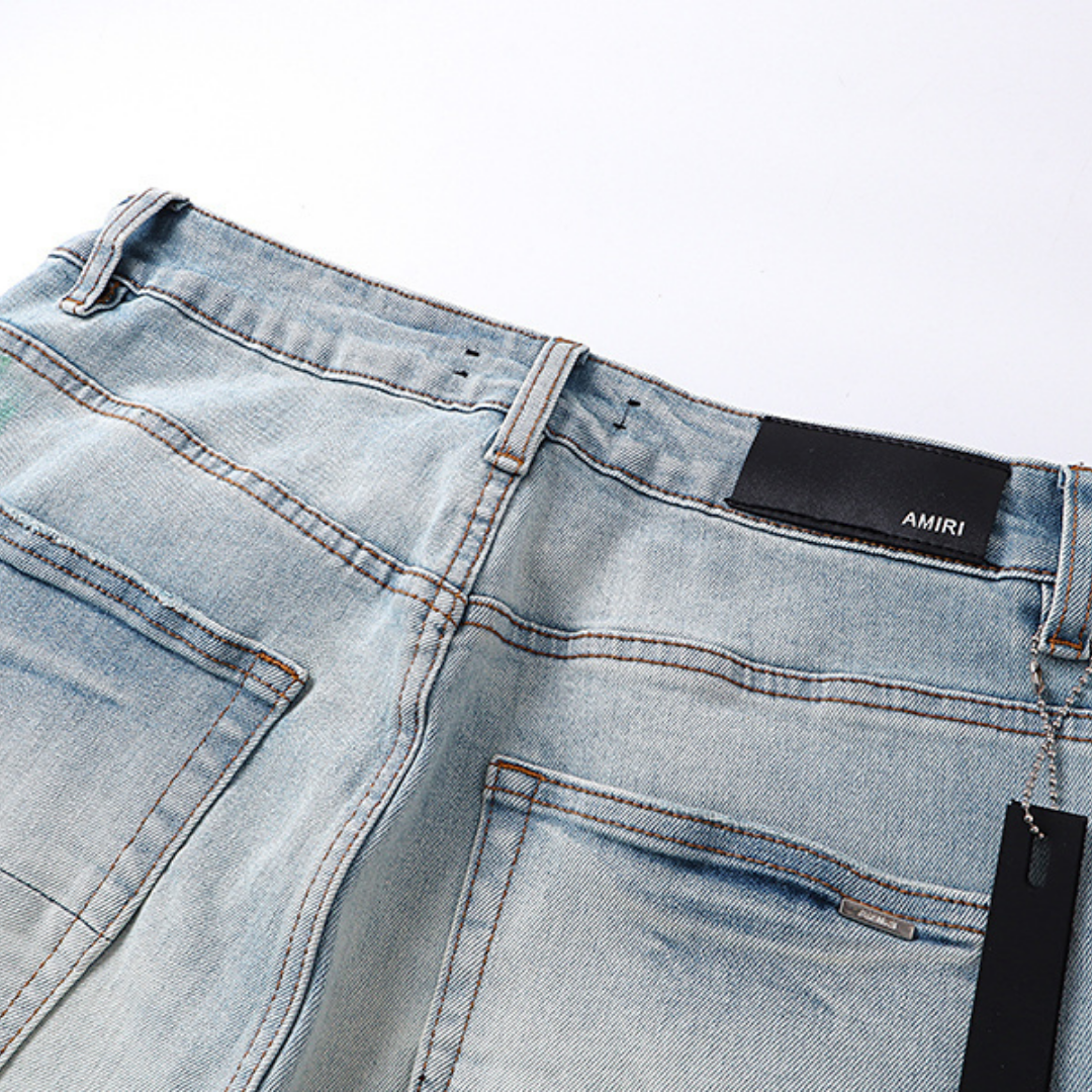 Amr Staggered Blue Jeans