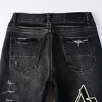 Amr Staggered Logo Black Jeans