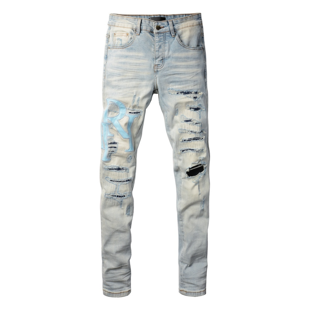 Amr Staggered Light Blue Jeans